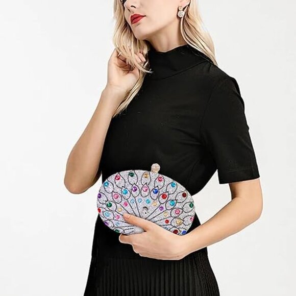 Neiman Marcus Rhinestone Black Sparkly Gemstone Bag - Picture 3 of 3